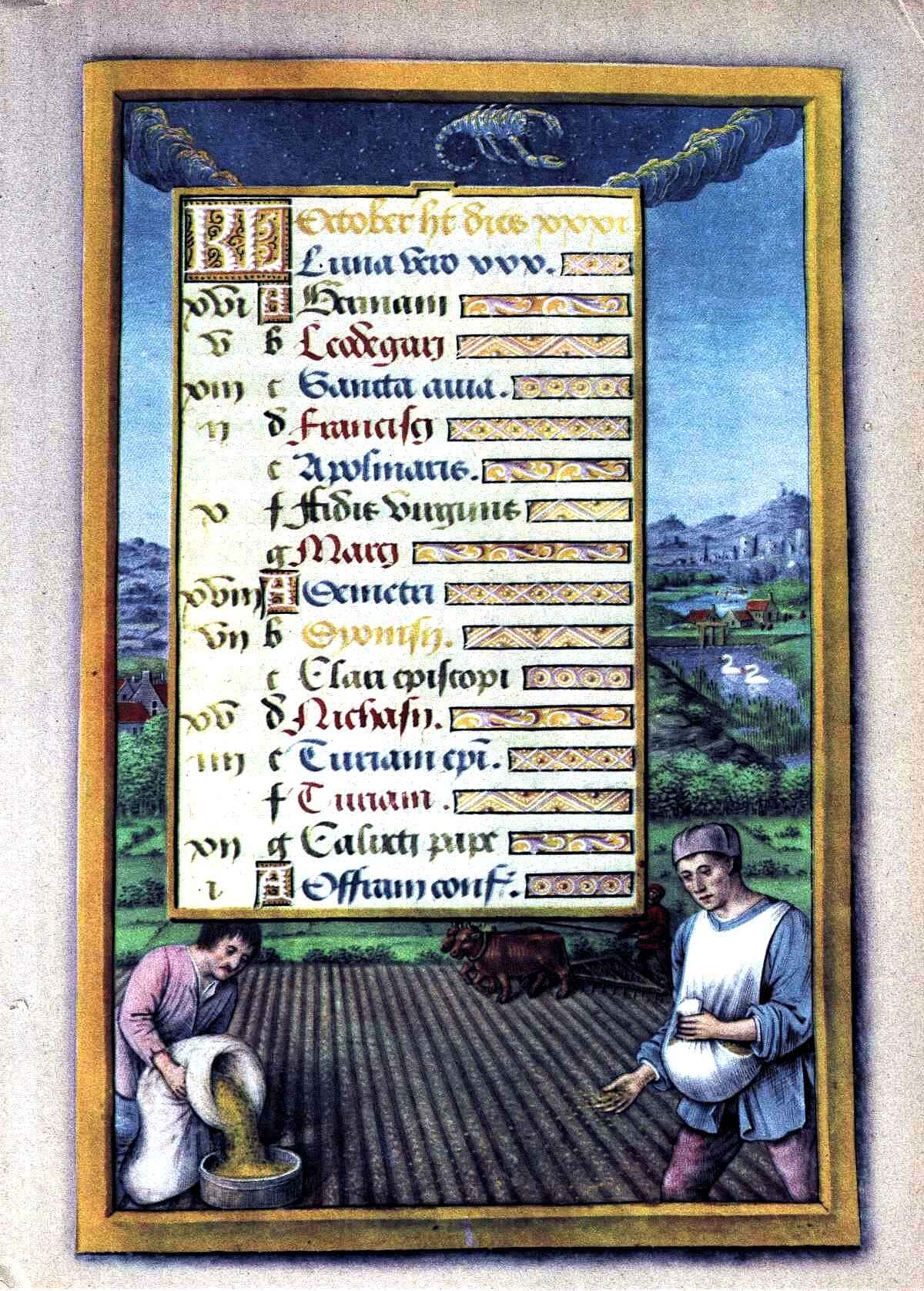 Kalenderblatt mit Heiligen und Feiertagen