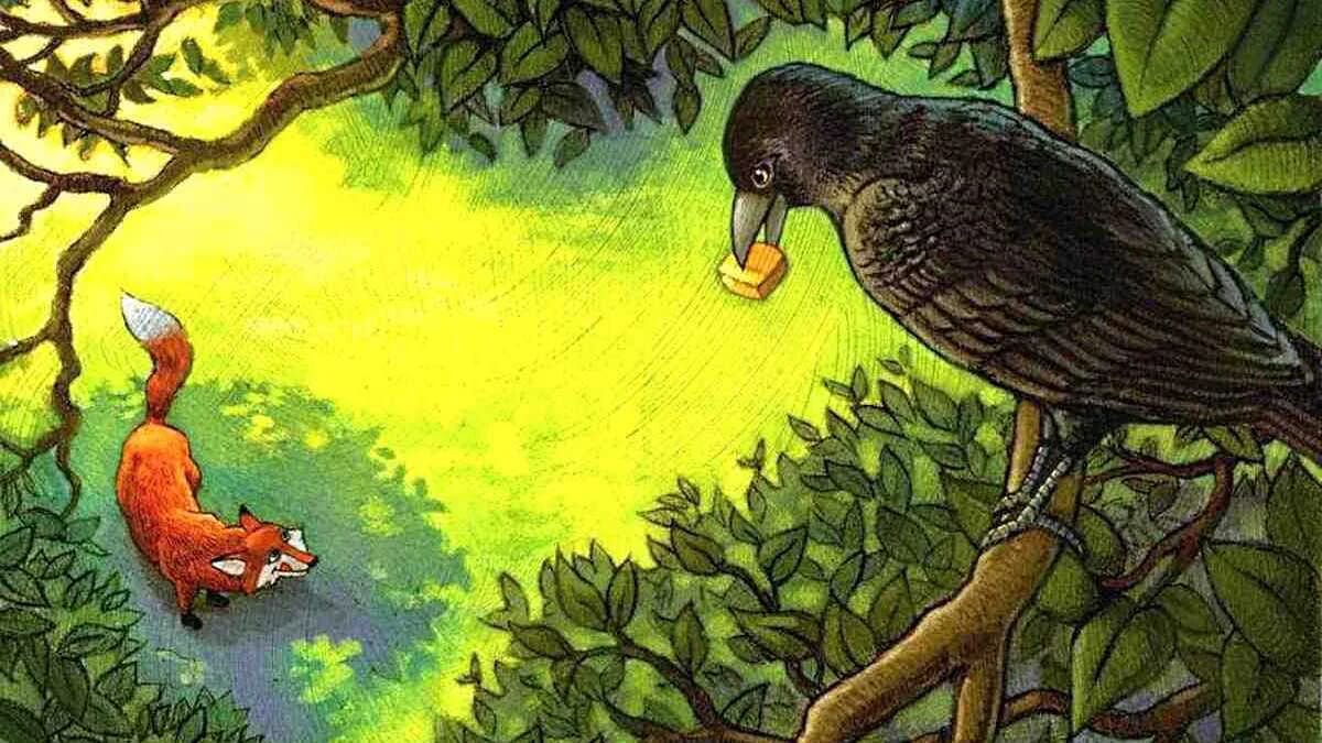 Rabe Fuchs Käse Schmeichelei Absicht Fabel Lehre · AVENTIN Storys