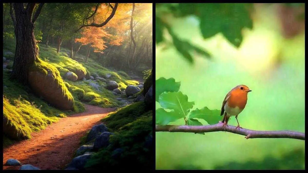 Natur Wald Weg Licht Schatten Herbst Vogel Zweig Blätter · AVENTIN Storys