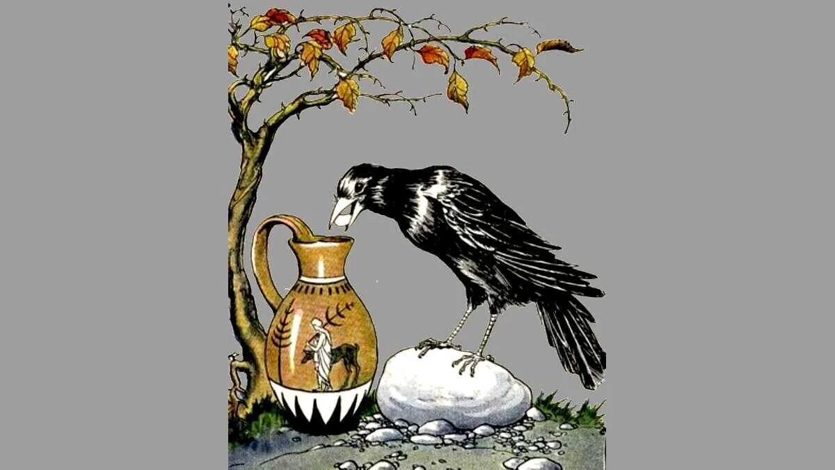 Krähe Wasserkrug Durst Fabel Aesop