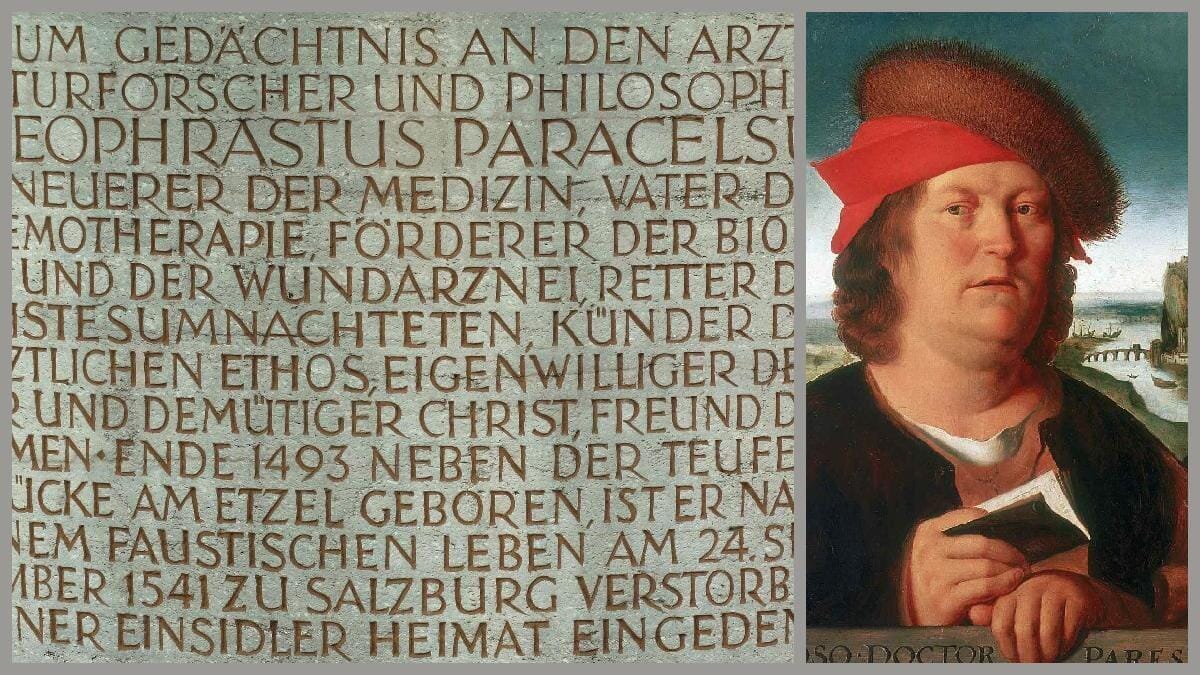 Theophrastus Paracelsus mit Inschrift