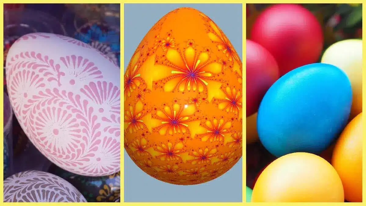 Ostern, Das Ei des Lichts, Lina, orangefarbenes leuchtendes Osterei mit blauen Akzenten