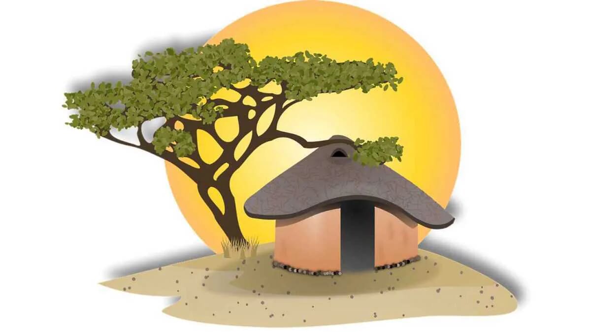 Baum Hütte Steppe Afrika Land Trockenheit Sonne · AVENTIN Storys
