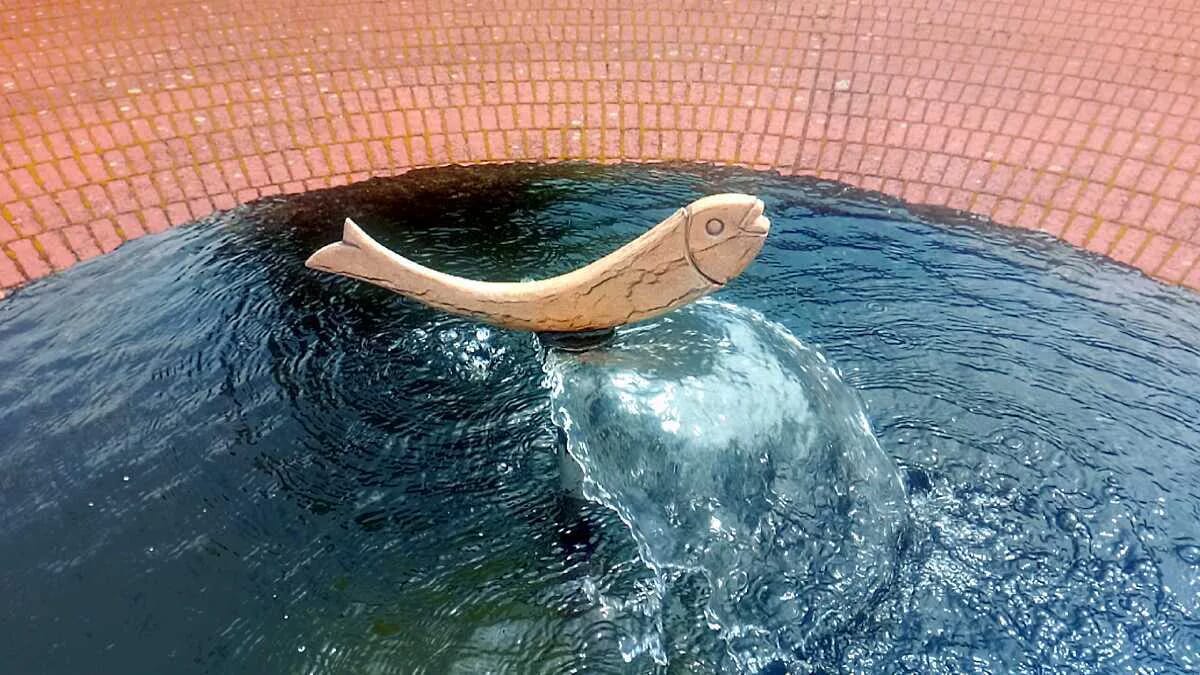AVENTIN Storys · Brunnen · Fisch · Wasser · Springbrunnen