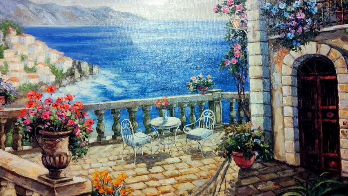 Italien Berge Meer Terrasse Haus Siedlung Dorf · AVENTIN Storys