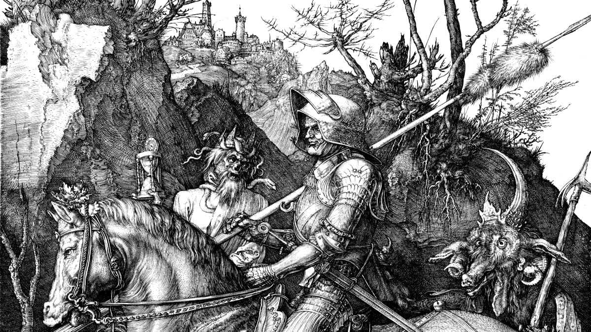 Kupferstich · AVENTIN Storys · Ritter Tod und Teufel