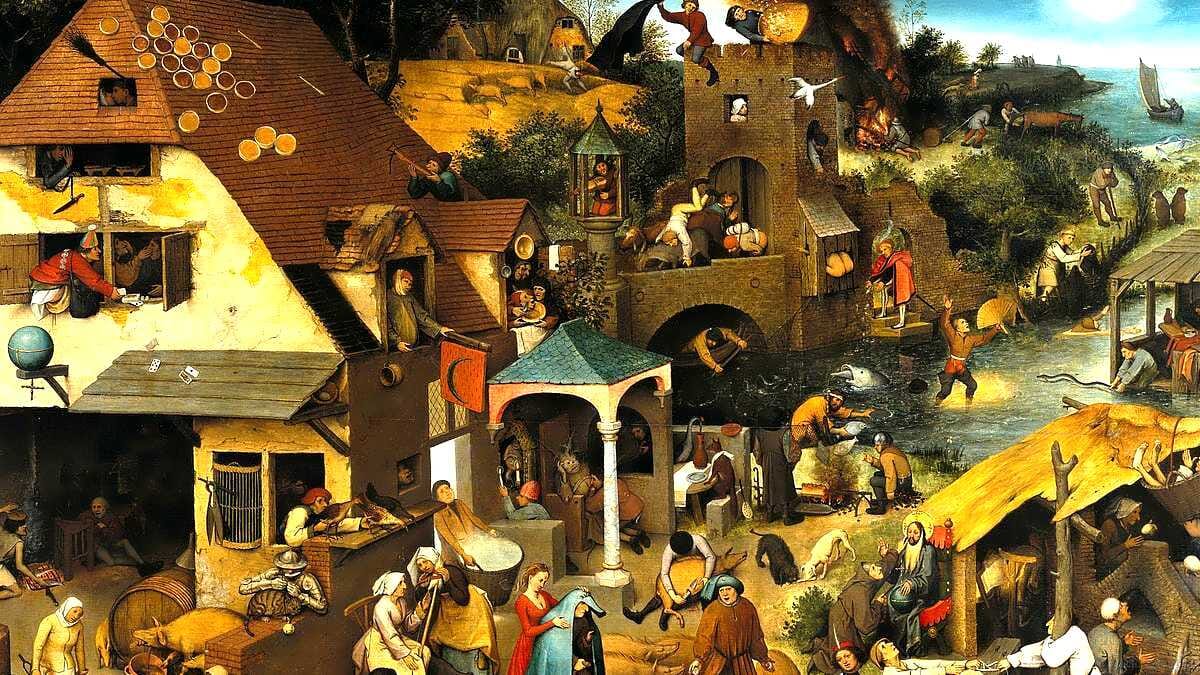 Schildbürger · Gesellschaft · Pieter Bruegel · Öl-Gemälde · AVENTIN Storys